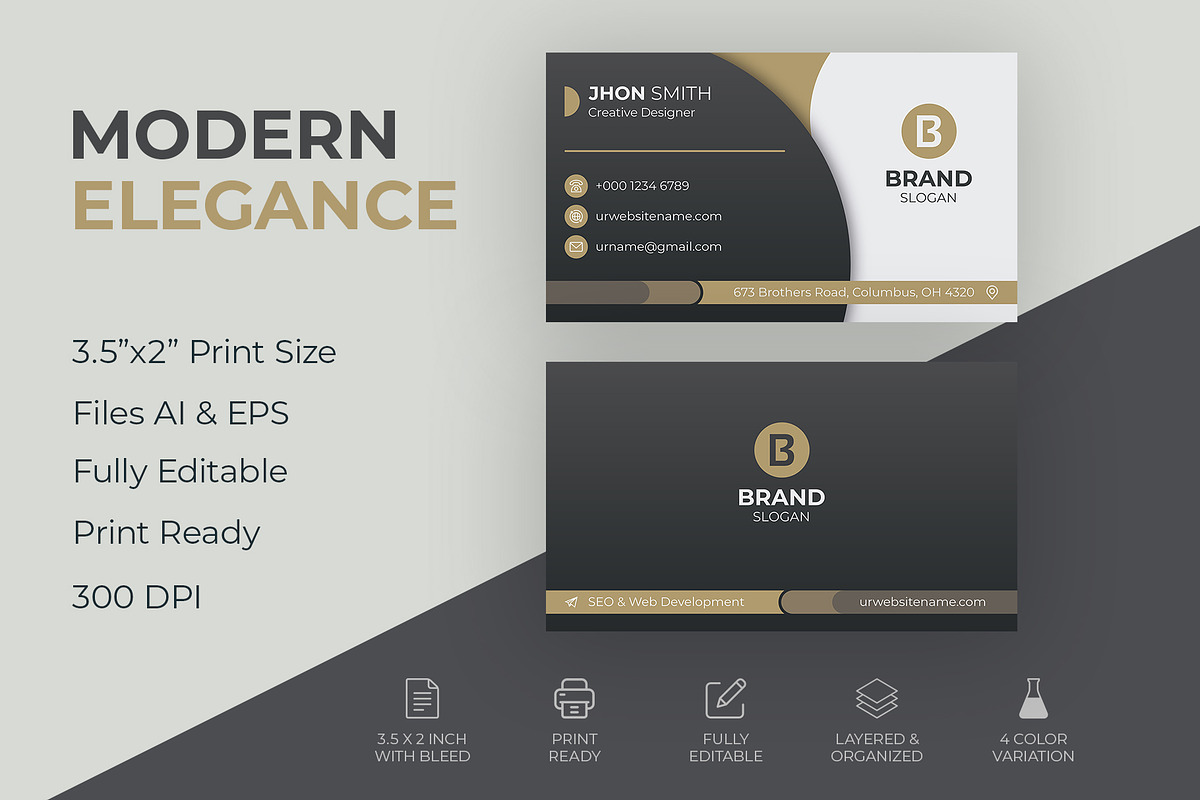 Elegant Business Card Template, a Business Card Template by GFXCity (Photo 1 of 3)