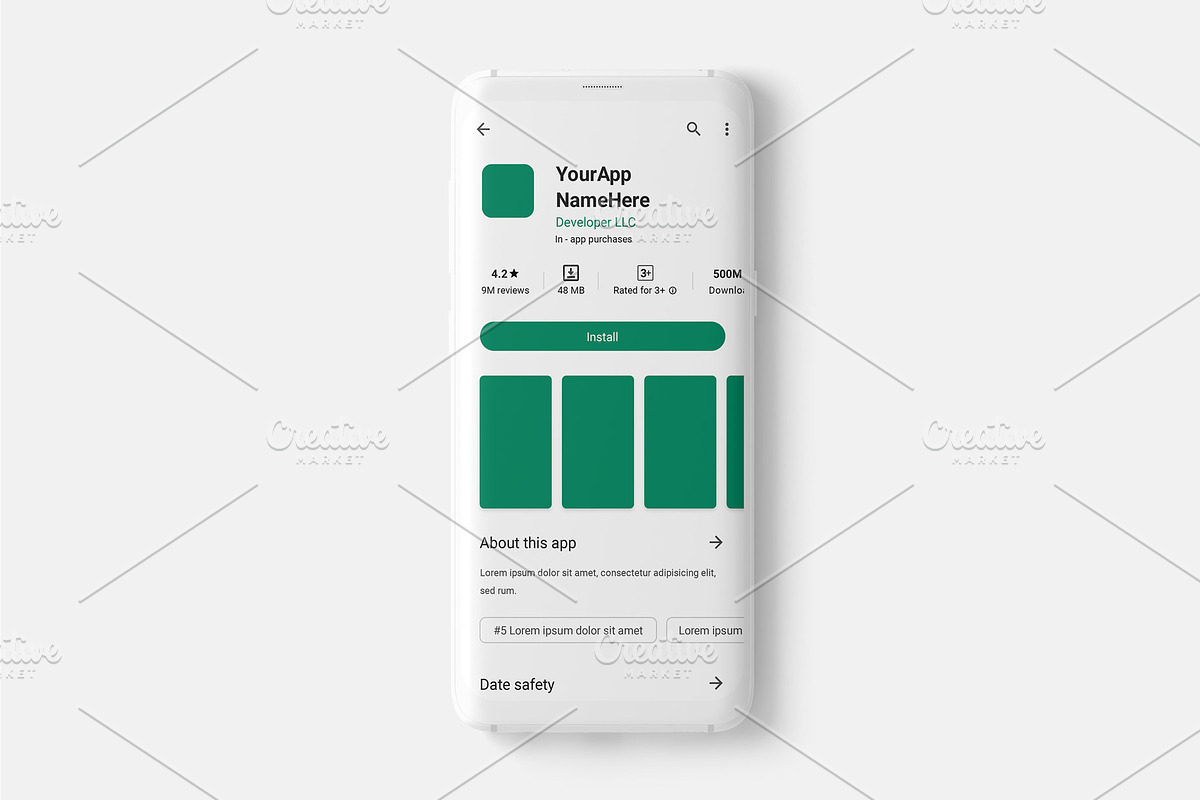 Google Play App Mockup PSD, a Social Media Template by Dilshod Sobirov (Photo 2 of 5)