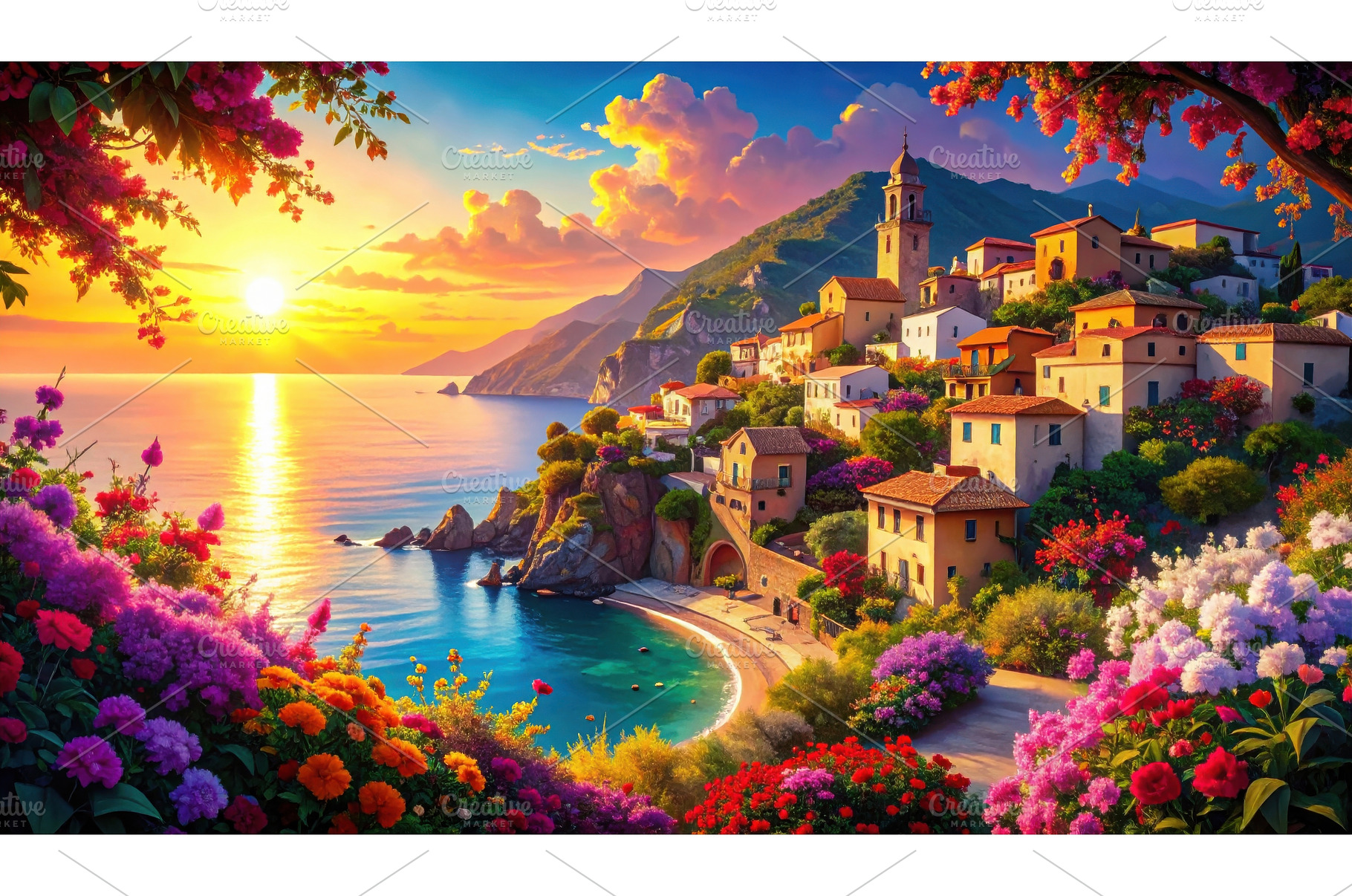 Dreamy sunset over a colorful, an Architecture Photo by Igor Tichonow