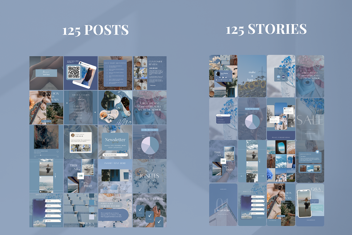 250 Blue Instagram Templates, a Social Media Template by SociallyyCreative (Photo 3 of 10)