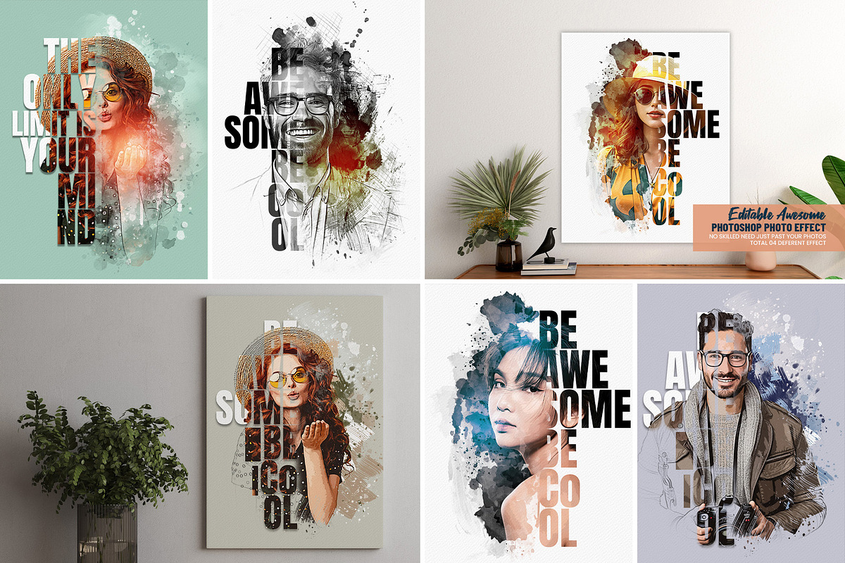 Typography portrait effect template, an Action Add-On by Photoshop Action (Photo 1 of 16)