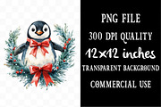 Watercolor Christmas Penguin, an Illustration by Designking (Thumbnail 4 of 5)