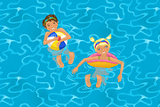 Vector cute kids + 2 patterns, an Illustration by Alenarozova (Thumbnail 1 of 3)