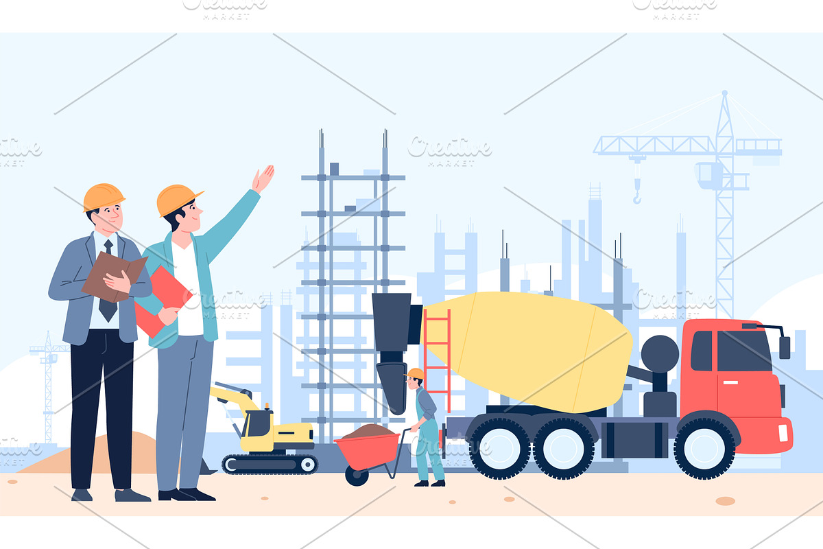 Construction ground. Architects and, an Illustration by LadadikArt