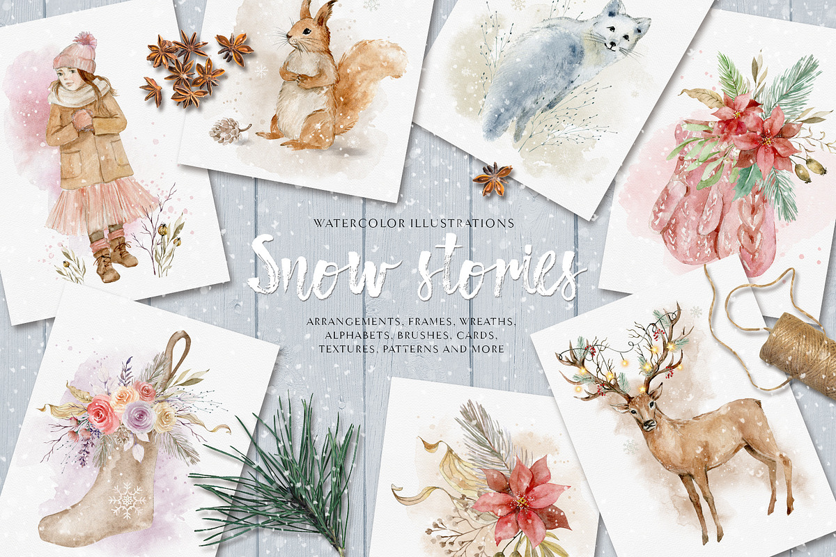 Snow stories - watercolor collection, an Animal Illustration by long summer (Photo 1 of 17)