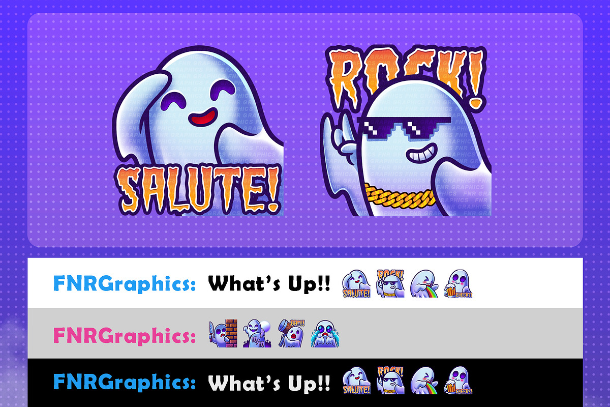 Cute Spooky Ghost Twitch Emotes, an Illustration by FNR Graphics (Photo 2 of 5)