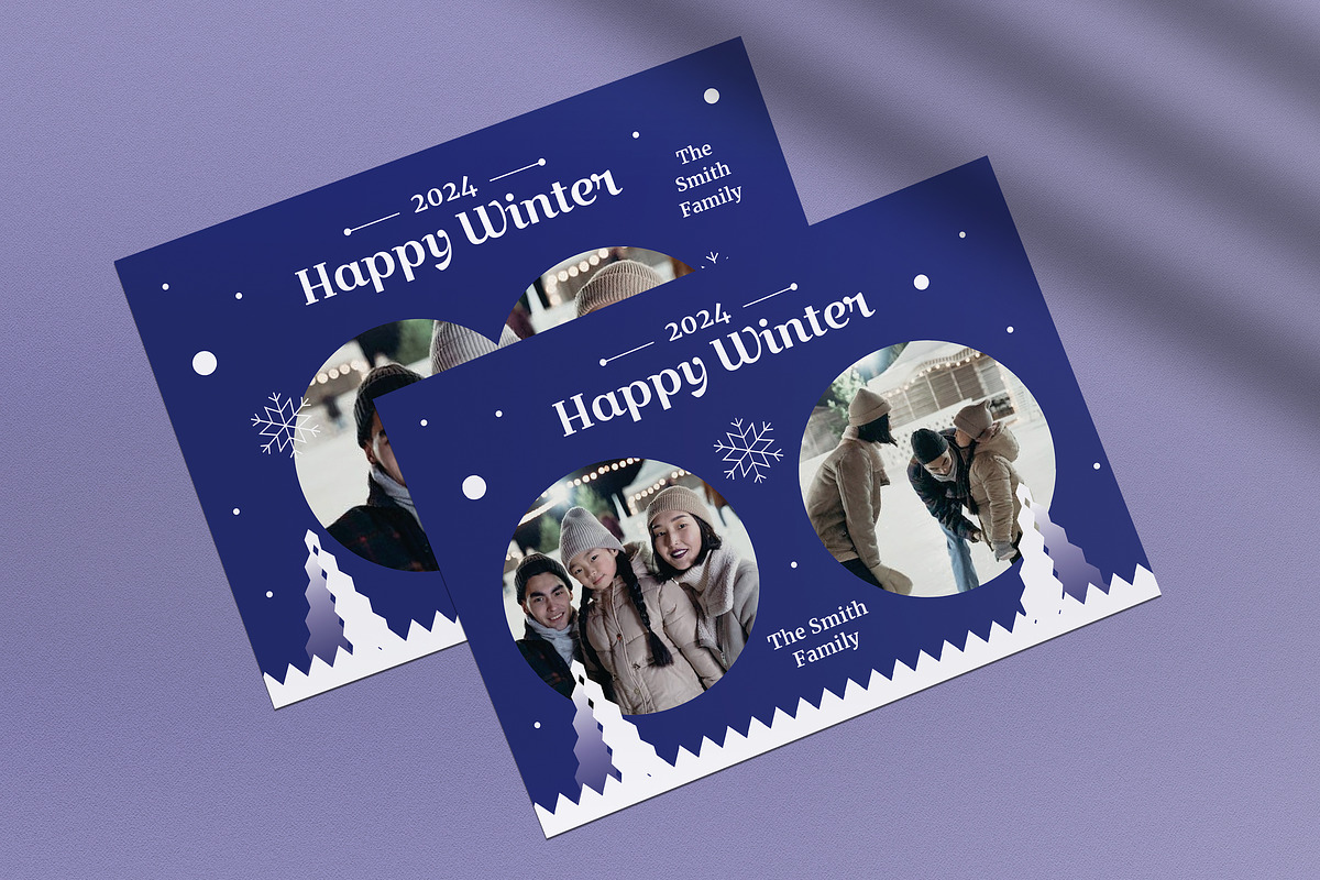 Flat Design Winter Greeting Card, a Card Template by graphicook (Photo 3 of 4)