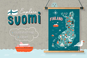 Explore Suomi. Map of Finland, an Object Illustration by helenreveur (Thumbnail 1 of 5)