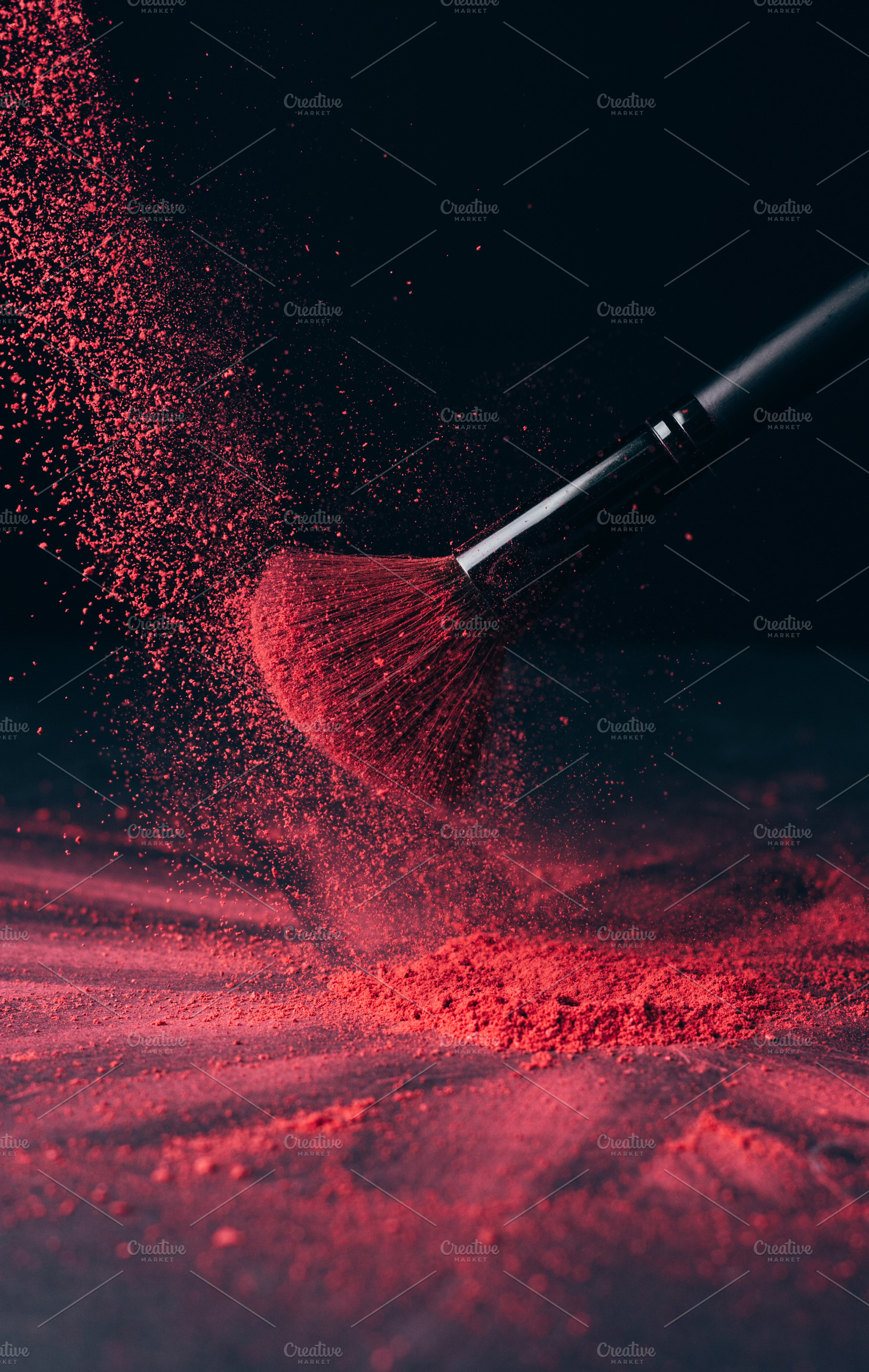 Makeup brush with p powder explosio featuring cosmetic, brush, and make-up, a Beauty & Fashion Photo by expressiovisual