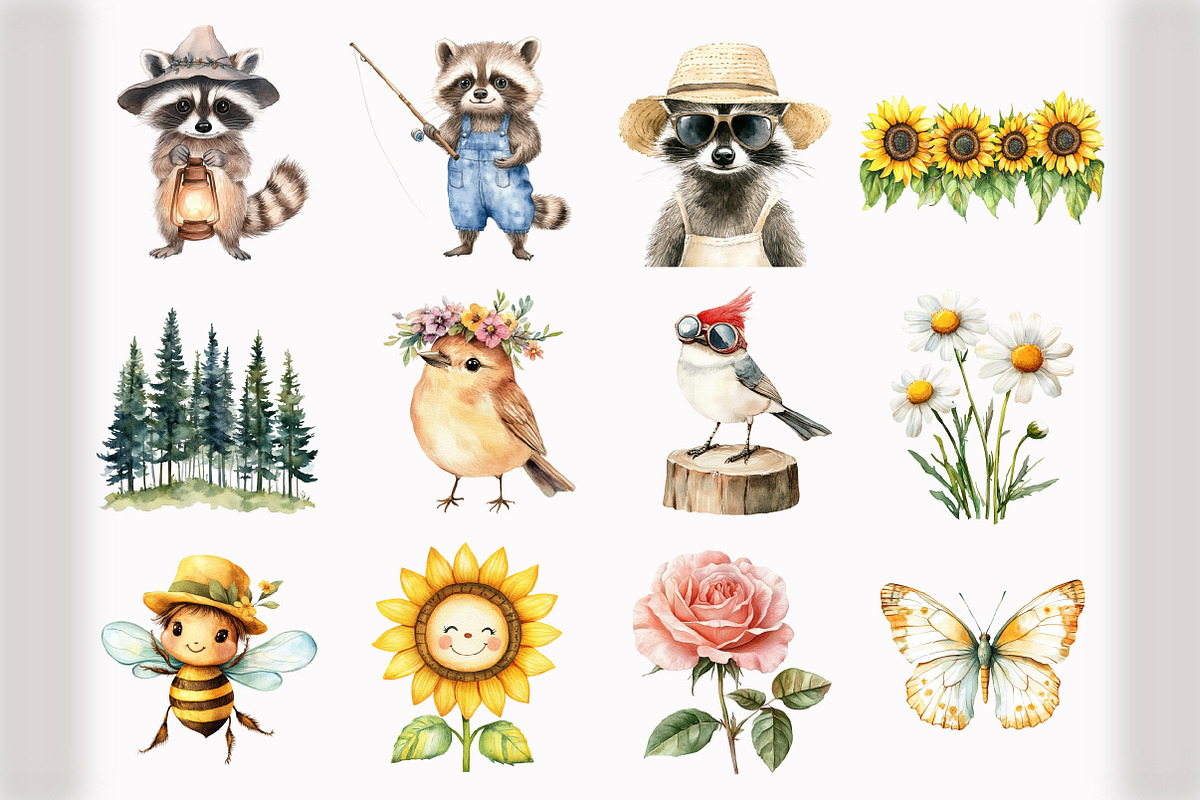 Watercolor Woodland Animals Clipart, an Illustration by Design Market (Photo 3 of 5)