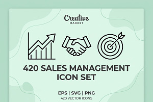 420 Sales Management Icon Set, an Outline Icon by adenpinkstore