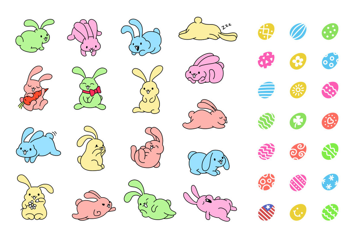 Bunny Hop Icons And Seamless Pattern, a Pattern Graphic by Iconka (Photo 2 of 3)