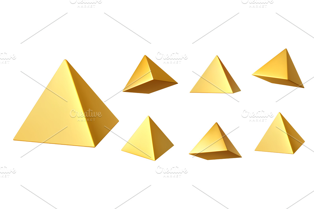 3d golden pyramids vector, an Illustration by Buch&Bee