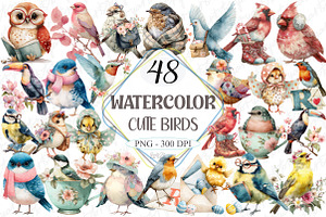 Cute Birds Clipart, a Graphic by designcity5
