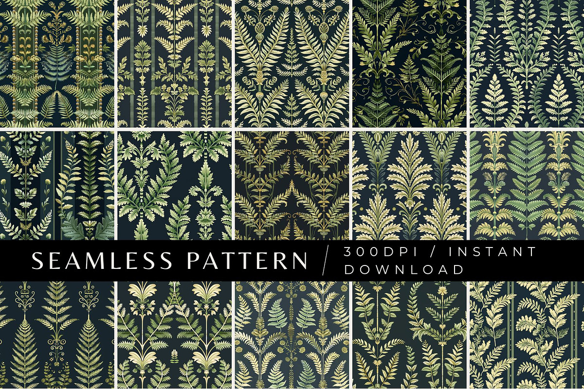 15 Symmetrical Ferns Patterns, a Pattern Graphic by Inknfolly (Photo 1 of 7)
