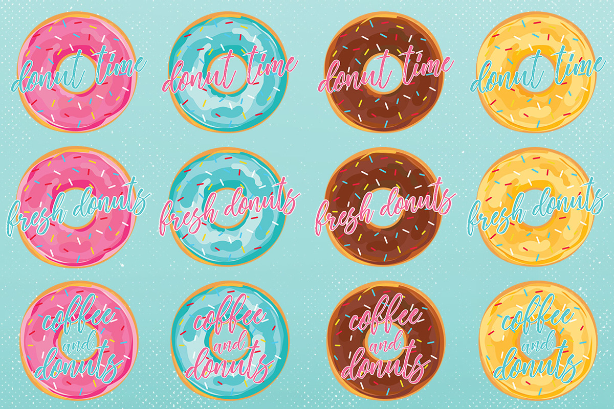 Donuts Vector Illustration Set, an Object Graphic by LineByLine (Photo 4 of 4)