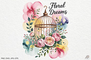 Vintage Floral Birdcage Bundle, an Illustration by Actual Pixel (Thumbnail 9 of 12)