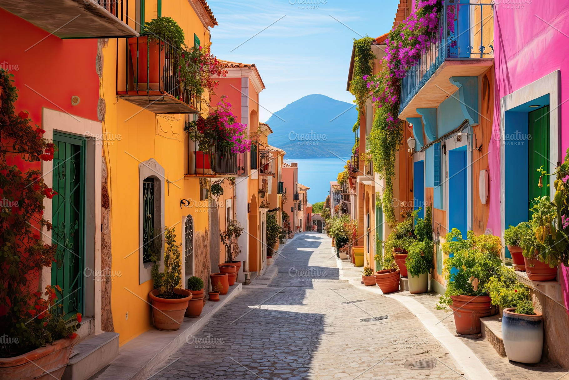 Street with colorful houses in Buran, a Photo by Iftikhar Alam
