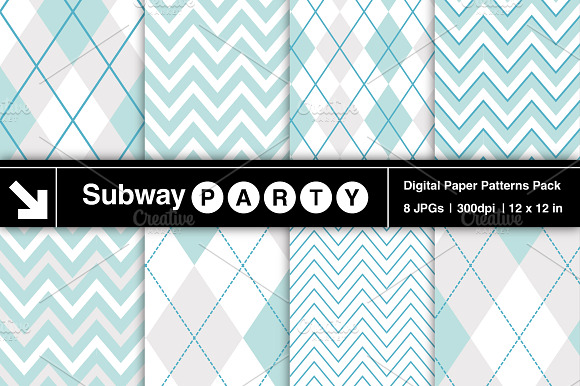 Aqua Blue & White Chevron & Argyle preview 2