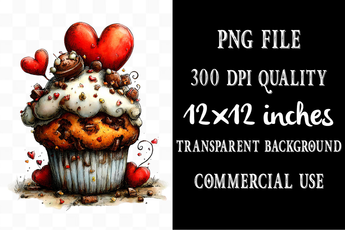 Whimsical Valentine Cupcake Clipart, an Illustration by Designking (Photo 4 of 5)