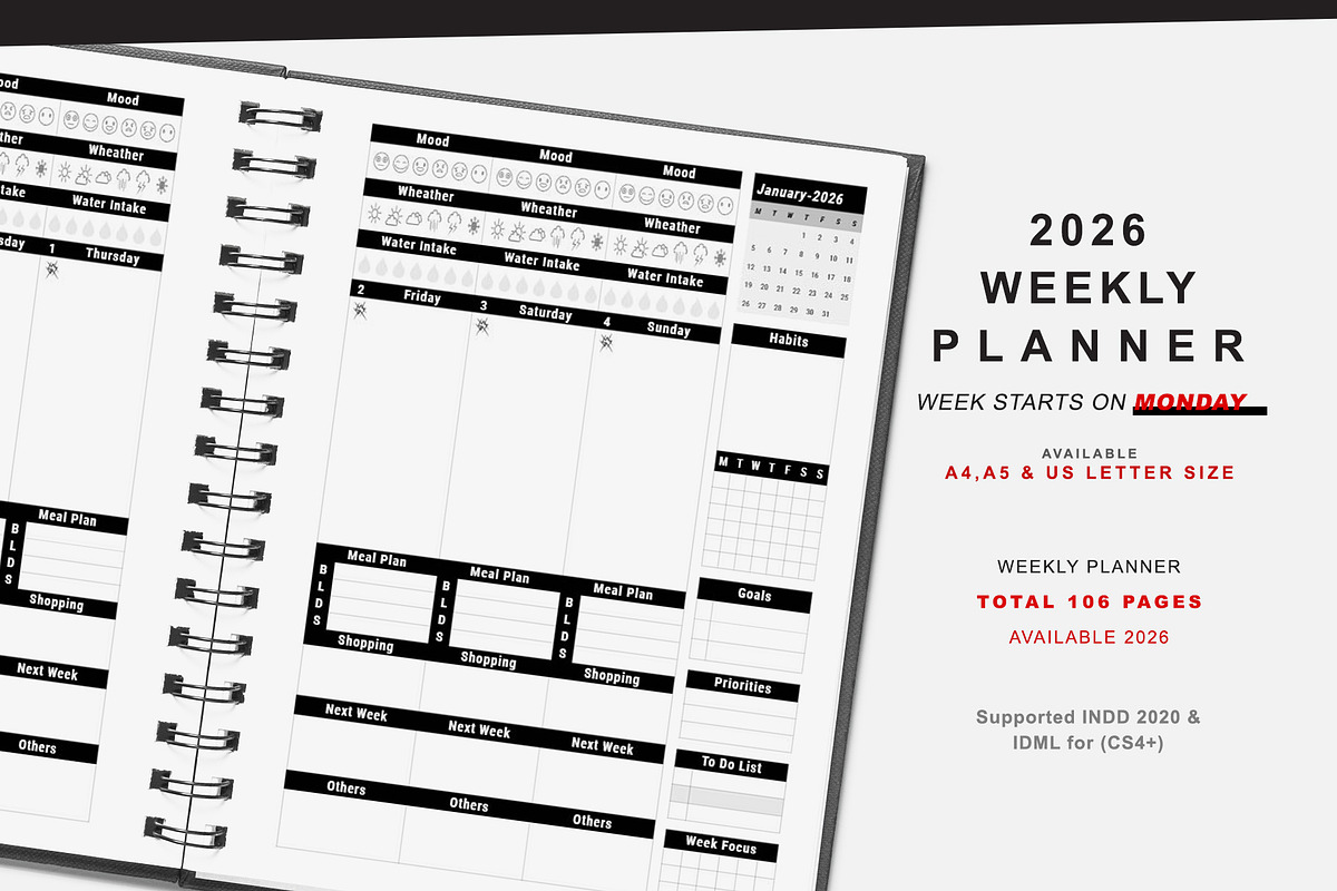 2026 Monday Start Ultimate Planner, a Stationery Template by MNT-Creator (Photo 2 of 10)