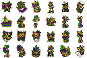 Whimsical Mardi Gras Cat Clipart, an Illustration by Sublimation Artist (Thumbnail 2 of 6)