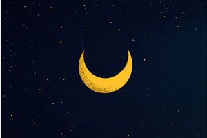 Illustration of a yellow crescent, an Illustration by Sergey Kotenev