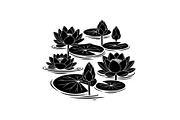Lotus Pond Silhouette SVG Bundle, an Illustration by yasushie (Thumbnail 11 of 31)