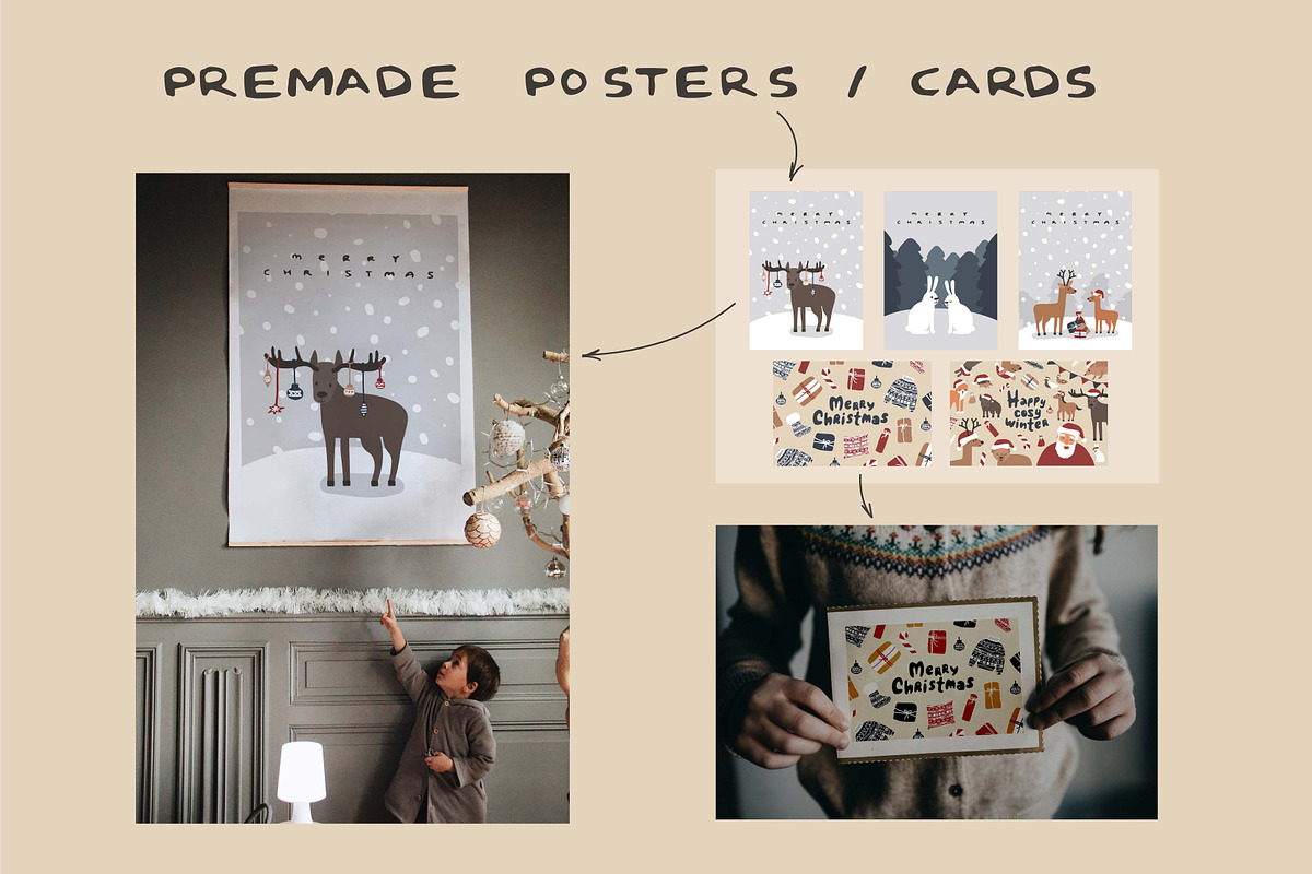 Cartoon Christmas animals and Santa, an Animal Illustration by essskina (Photo 7 of 11)