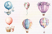 Pastel Hot Air Balloons Clipart, an Illustration by CreationArt (Thumbnail 4 of 5)
