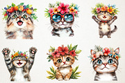 Funny Summer Cat Watercolor Clipart, an Illustration by RobertsArt (Thumbnail 7 of 7)