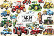 Farm Tractor Truck Watercolor, an Illustration by Watercolor design (Thumbnail 1 of 4)