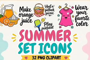 Summer Stickers Icons Clipart PNG, a Solid Icon by Tanya Kart