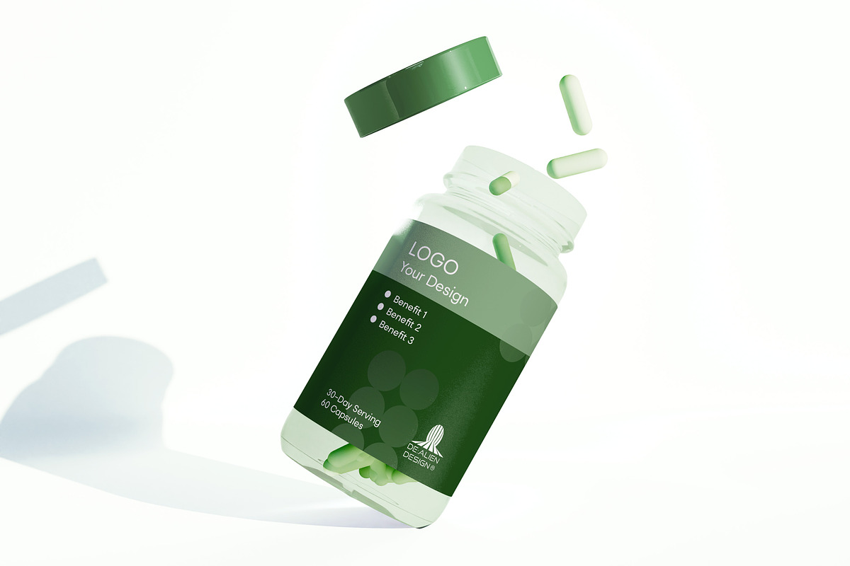 Supplement Capsules Bottle Mockup, a Cups & Container Mockup by De-Alien Design (Photo 10 of 13)