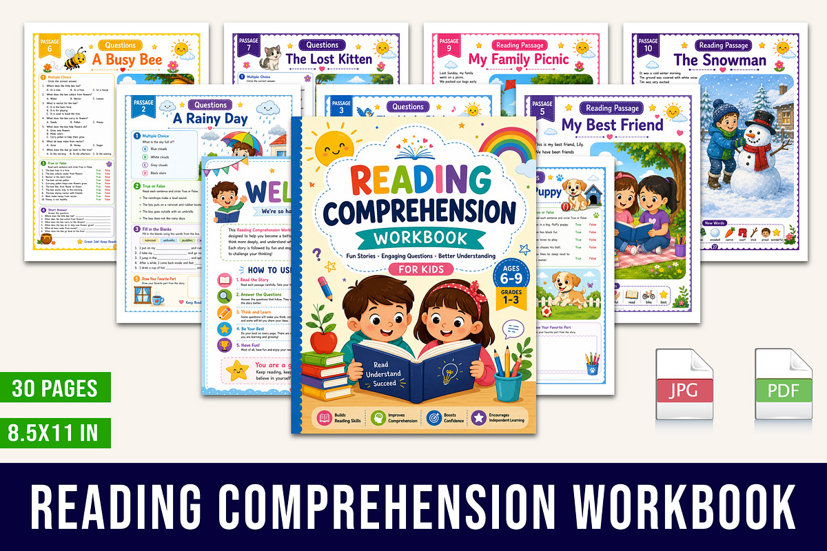 Reading Comprehension Workbook, a Stationery Template by Designmela01 (Photo 1 of 5)