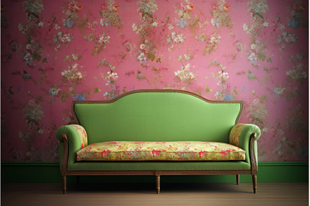 British indian big sofa with floral, a Background Photo by Ylivdesign