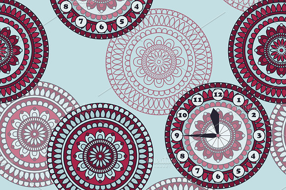 Vector Seamless Pattern With Clock A preview 2