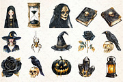 Creepy Black and Gold Halloween Clip, an Illustration by Rose Art (Thumbnail 2 of 7)