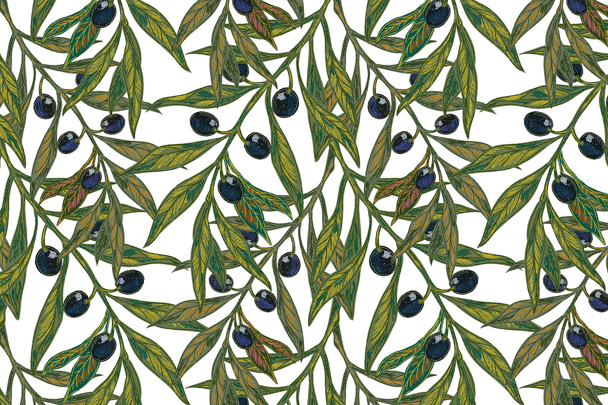 Mediterranean olive branch set, a Pattern Graphic by NayaChu (Photo 4 of 11)
