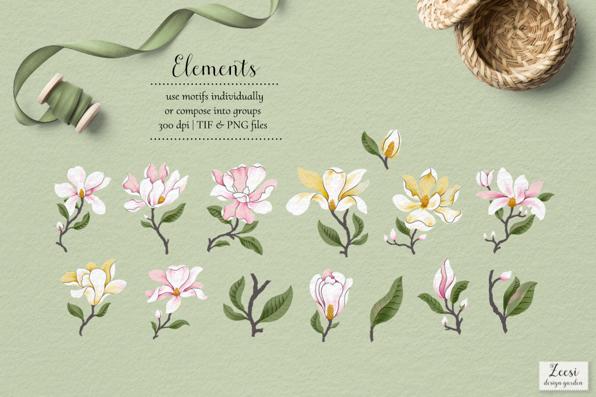 Sweet Magnolia Patterns & Motifs, a Pattern Graphic by Zeesi Design Garden (Photo 9 of 13)