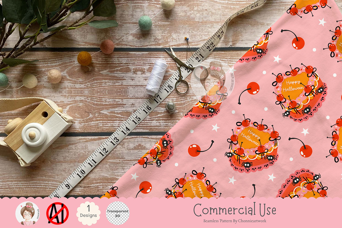 Kawaii Halloween Cake Seamless Patte, a Pattern Graphic by Chonnieartwork (Photo 5 of 5)
