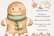Sweet Gingerbread Clipart 50 PNG, a Seasonal Illustration by EleSArtDesign (Thumbnail 3 of 4)