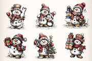 Christmas Whimsical Snowman Clipart, an Illustration by Dream Creation (Thumbnail 4 of 7)