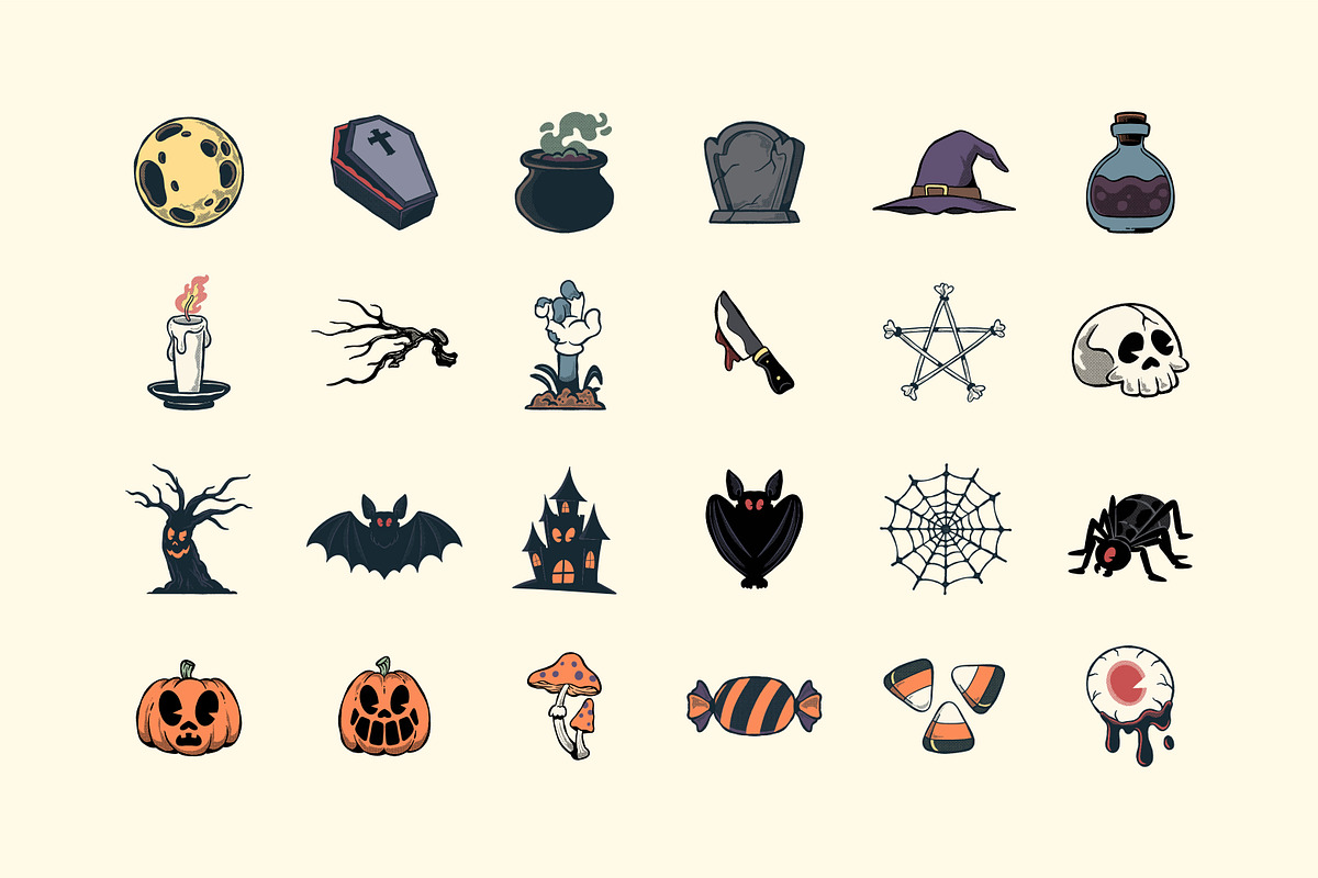Spooky Friendz - Retro Halloween, a Seasonal Illustration by Ludere Studios (Photo 4 of 11)