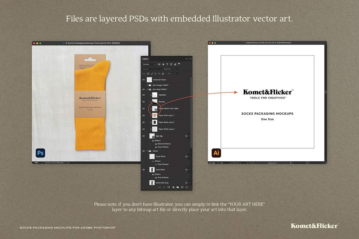 Socks Packaging Mockups, a Shirt Mockup by Komet & Flicker (Photo 8 of 9)