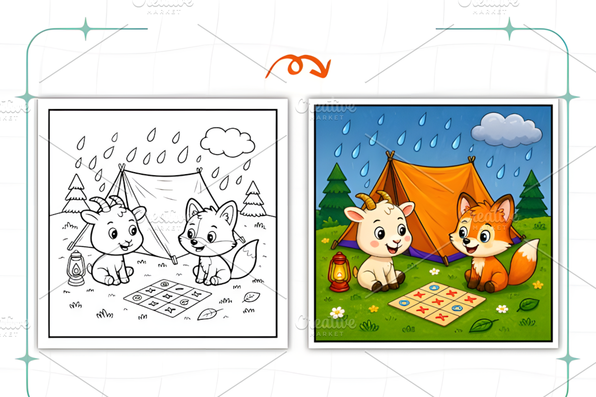 Summer Camping Bold Easy Coloring, a Seasonal Illustration by Ink Gallery (Photo 7 of 7)