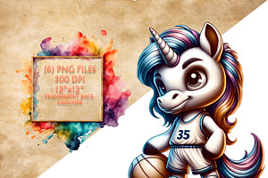 Unicorn Basketball Player PNG Set