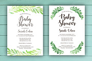 Green Leaf Baby Shower Invite Set, a Stationery Template by BF Studios (Thumbnail 1 of 3)