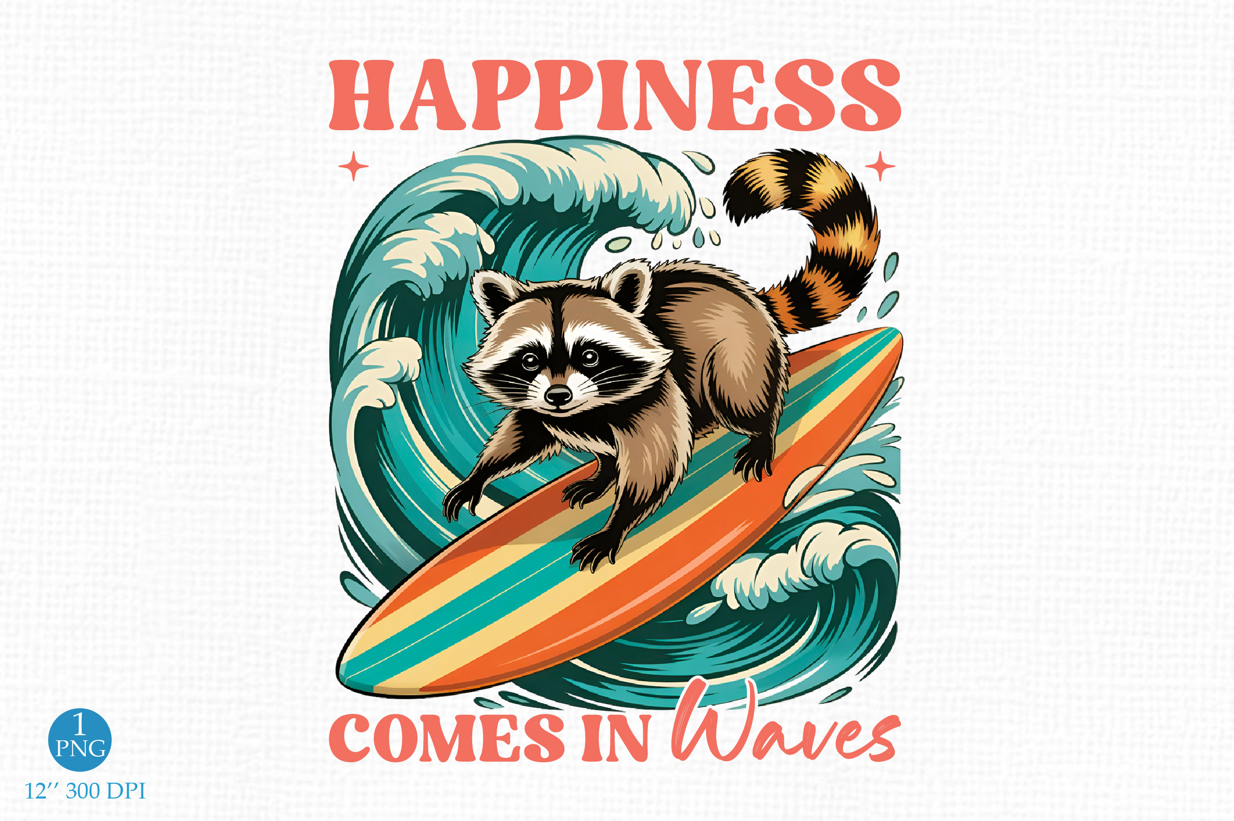Happiness Comes in Waves, Funny, an Object Illustration by Libby Wishes