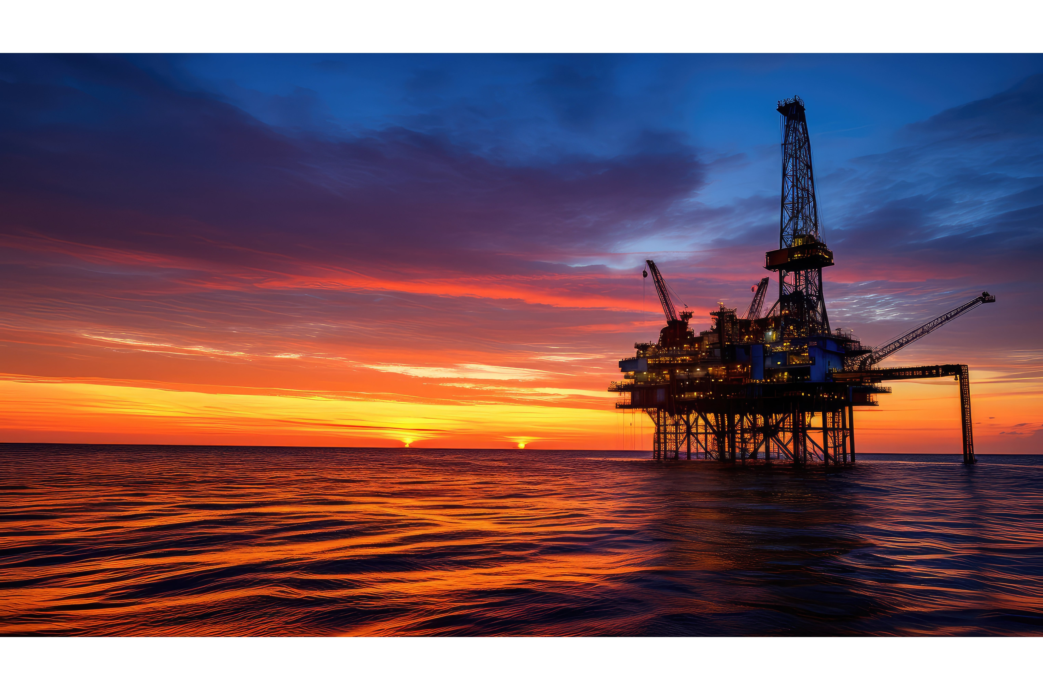 silhouette ocean oil rig ai, a Background Photo by pikepicture
